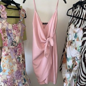 Dolls Kill Pink wrap dress side tie Sz S
